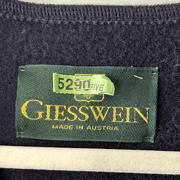 [16] Giesswein Austria Navy Blue Quilted 100% Pure New Wool Zippered Vest Women - Picture 5 of 12